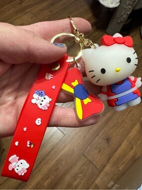 Hello Kitty Red Bow Multicolor Silicone Keychain Charm